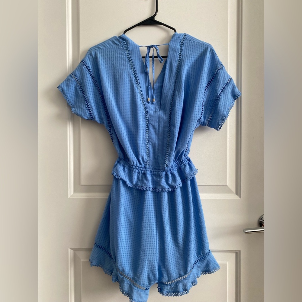 Adelyn Rae Light Blue Textured Romper - Picture 2 of 3